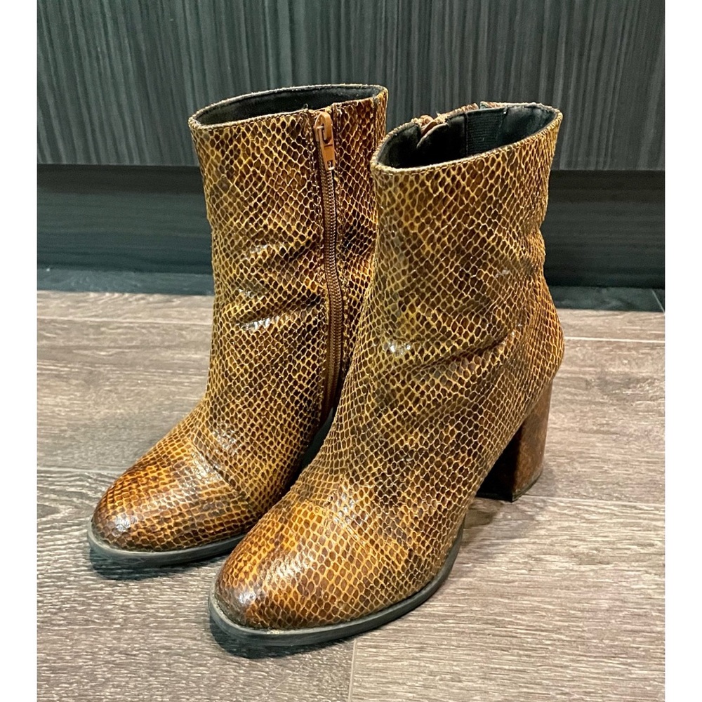 Snakeskin-Print Ankle Boots - Picture 1 of 4